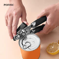 POIVEC Stainless Steel Manual Can Opener, Easy-Turn Tin Opener with Built-in Bottle Opener