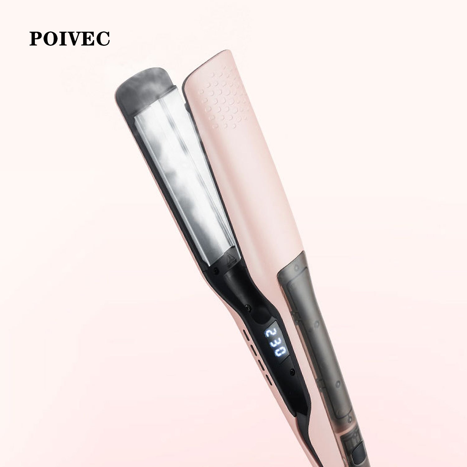 POIVEC Steam Hair Straightener, LCD Ceramic Flat Iron with Adjustable Temperature