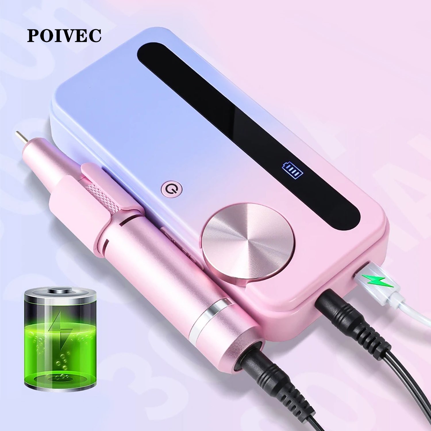 POIVEC 35000RPM Electric Nail File, Rechargeable Portable Nail Polisher and Buffer