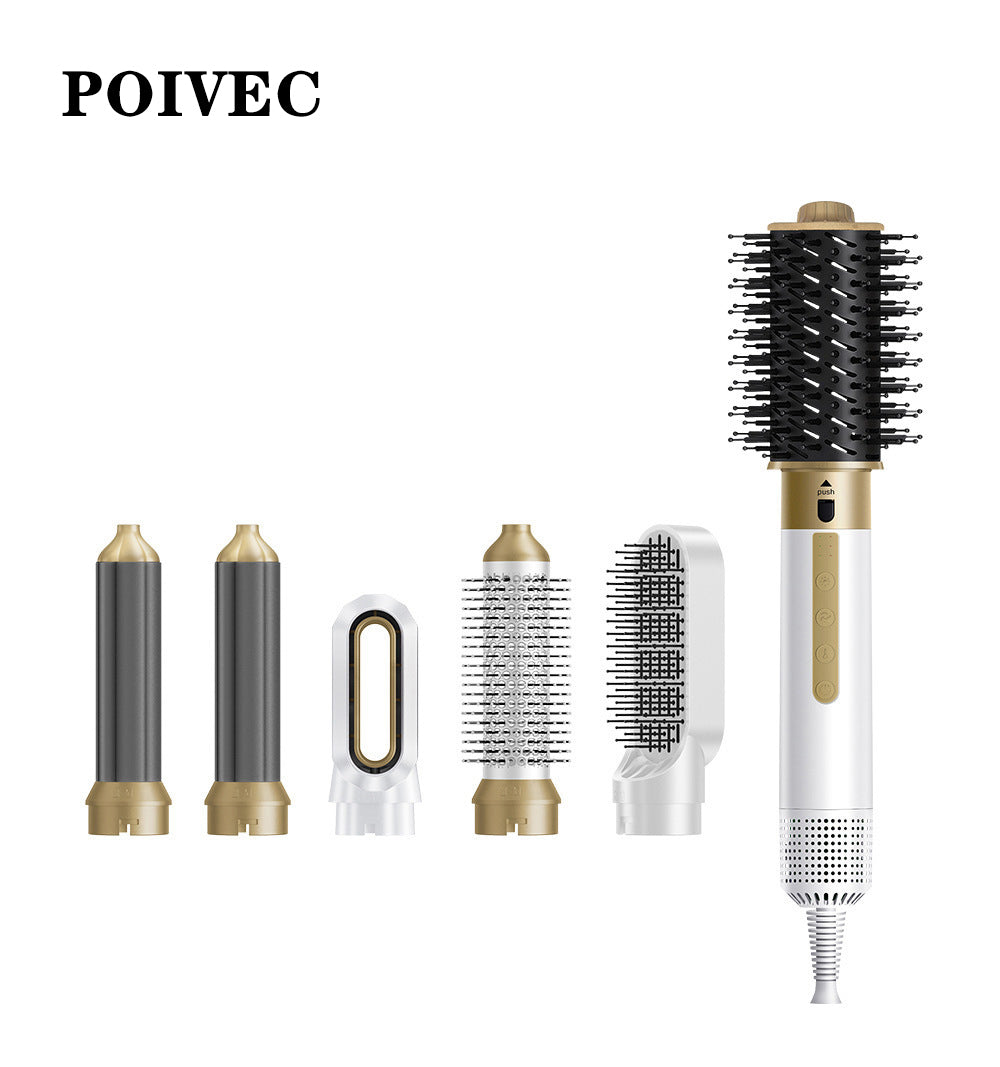 POIVEC 6-in-1 Hot Air Styler, High-Speed Brushless Hair Dryer Brush Set for Drying, Curling, Straightening and Volumizing