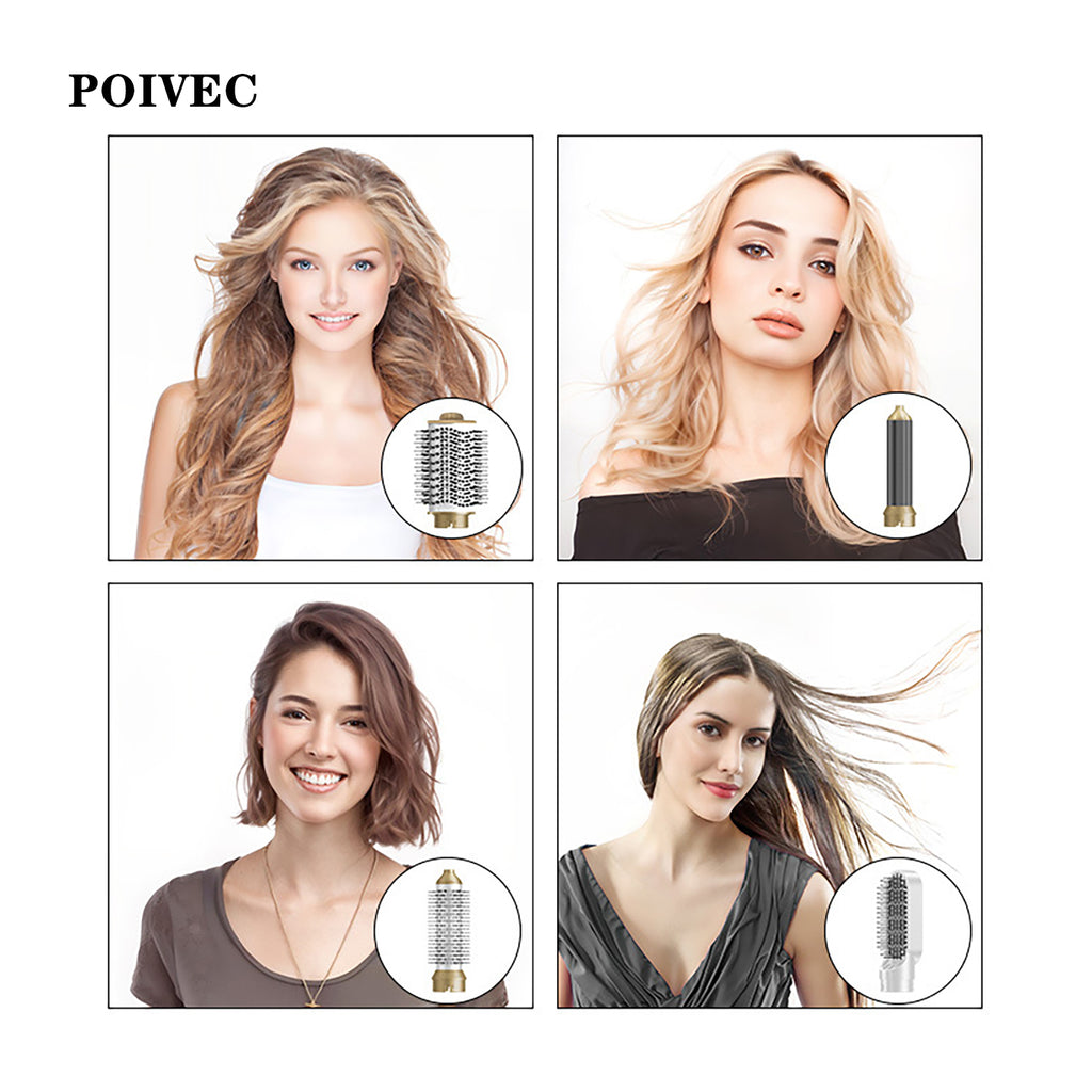 POIVEC 6-in-1 Hot Air Styler, High-Speed Brushless Hair Dryer Brush Set for Drying, Curling, Straightening and Volumizing