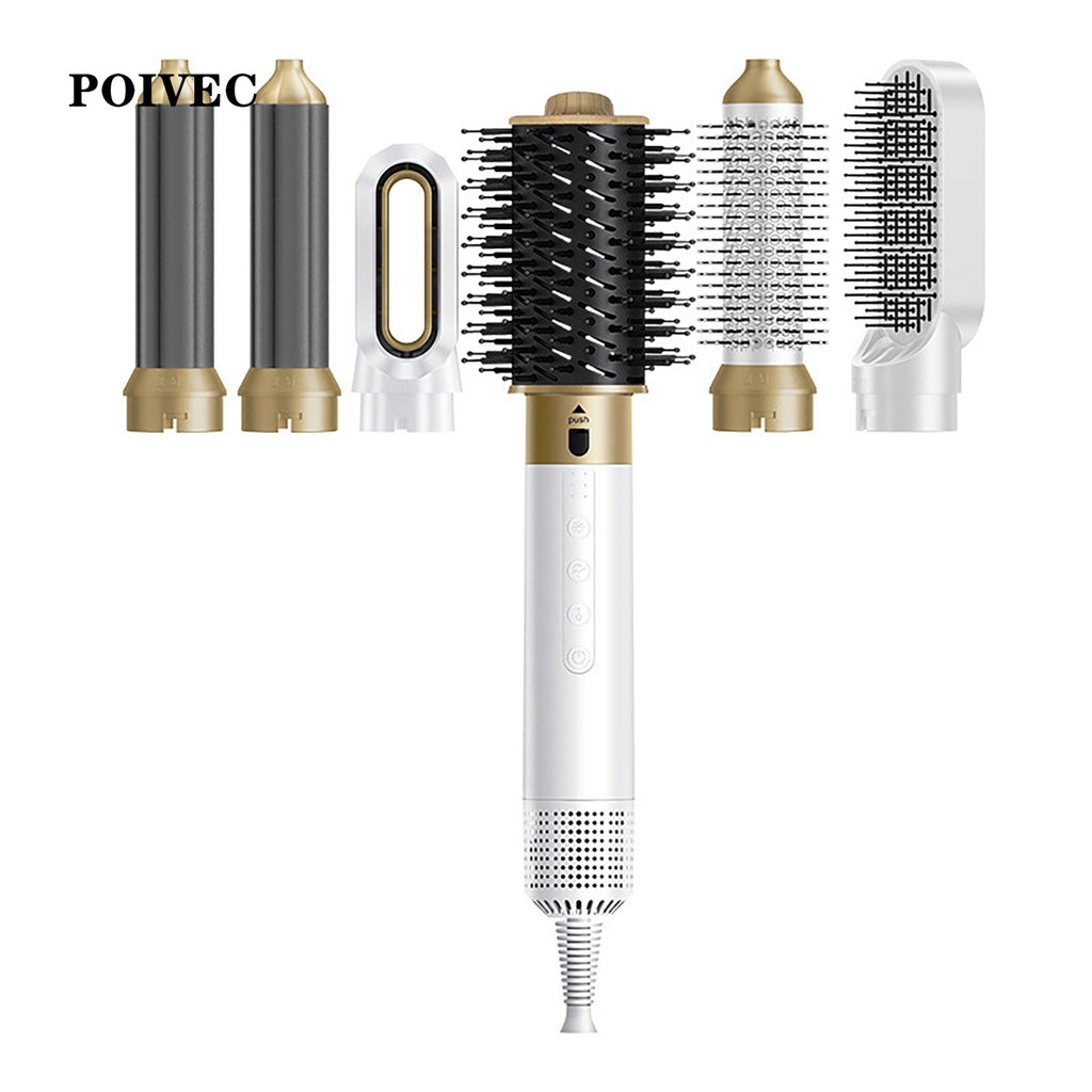 POIVEC 6-in-1 Hot Air Styler, High-Speed Brushless Hair Dryer Brush Set for Drying, Curling, Straightening and Volumizing