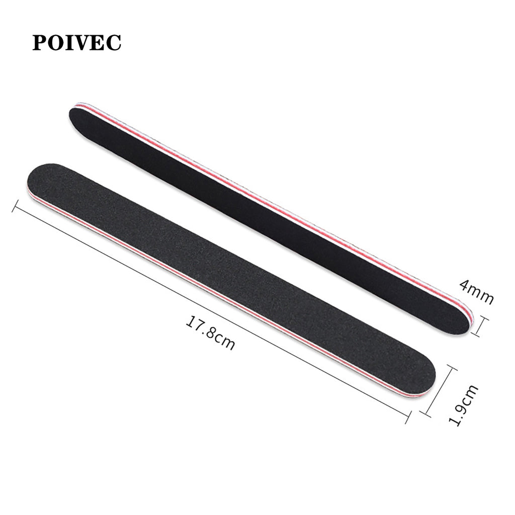 POIVEC 50PCS Double-Sided Black Emery Board Nail Files 100/180 Grit, Red Core Nail Sanding Files