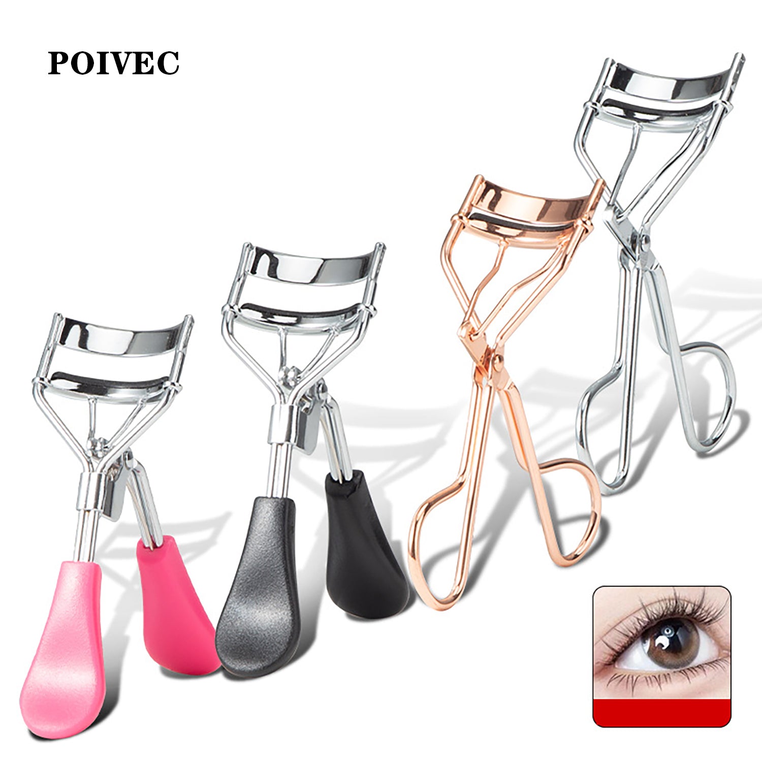 POIVEC Stainless Steel Partial Eyelash Curler, Precision Lash Curling Tool for Corner Lashes and Natural-Looking Curl