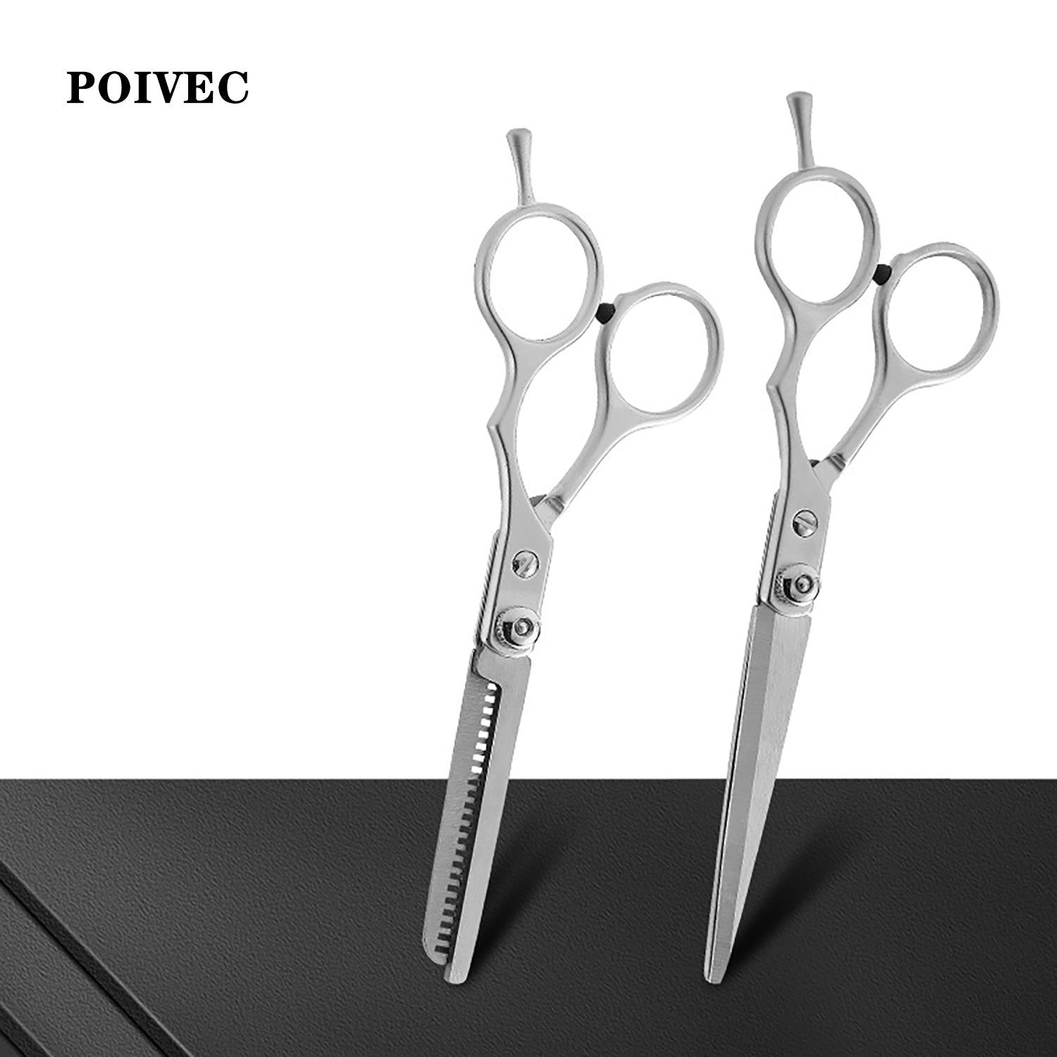 POIVEC Stainless Steel Hair Cutting Scissors Set, Straight Shears and Thinning Scissors