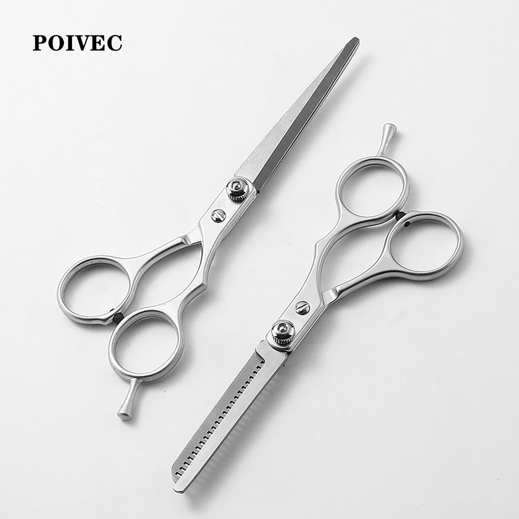 POIVEC Stainless Steel Hair Cutting Scissors Set, Straight Shears and Thinning Scissors