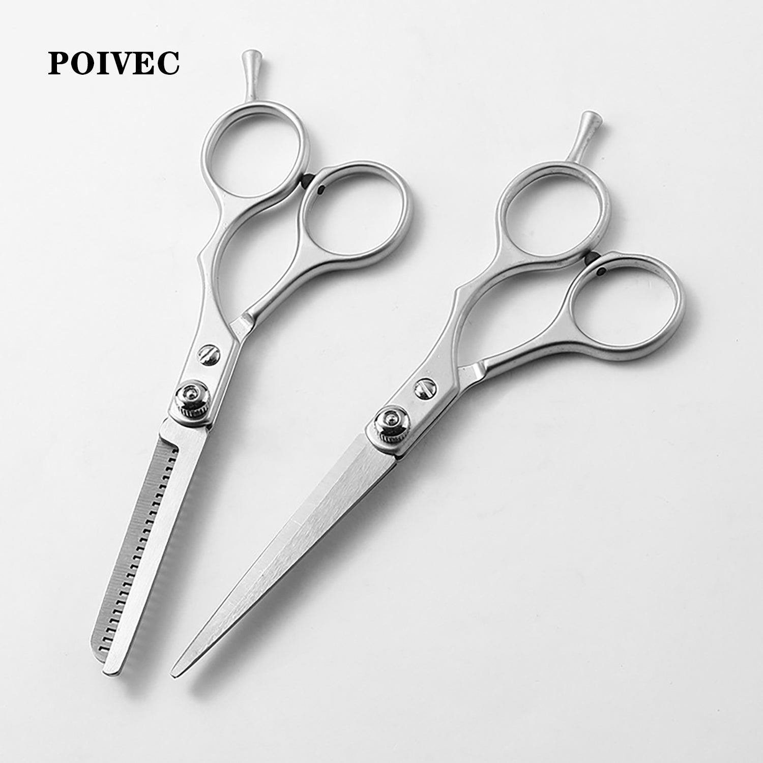 POIVEC Stainless Steel Hair Cutting Scissors Set, Straight Shears and Thinning Scissors
