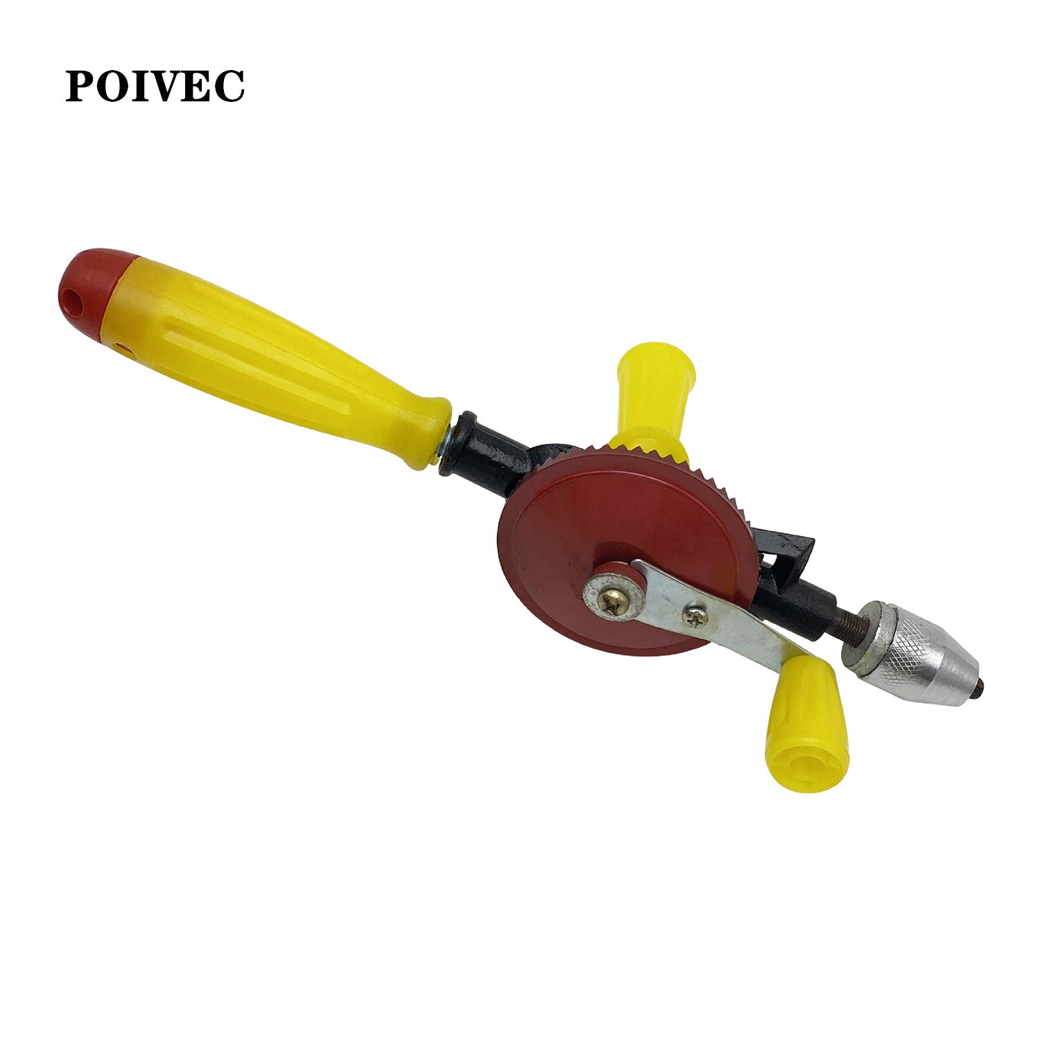 POIVEC Single Gear Hand Crank Drill, Manual Hand Drill for Woodworking, Carpenter DIY Drilling Tool, 1/4 Inch and 3/8 Inch