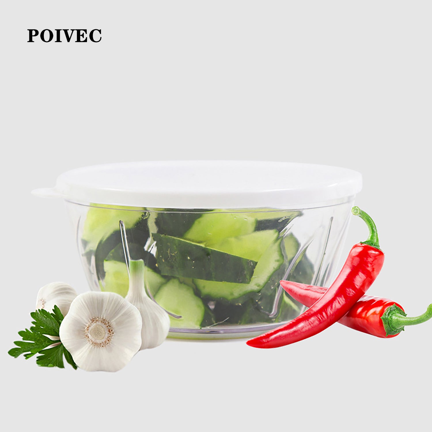 POIVEC Manual Pull String Food Chopper, Multifunctional Hand-Operated Vegetable Chopper
