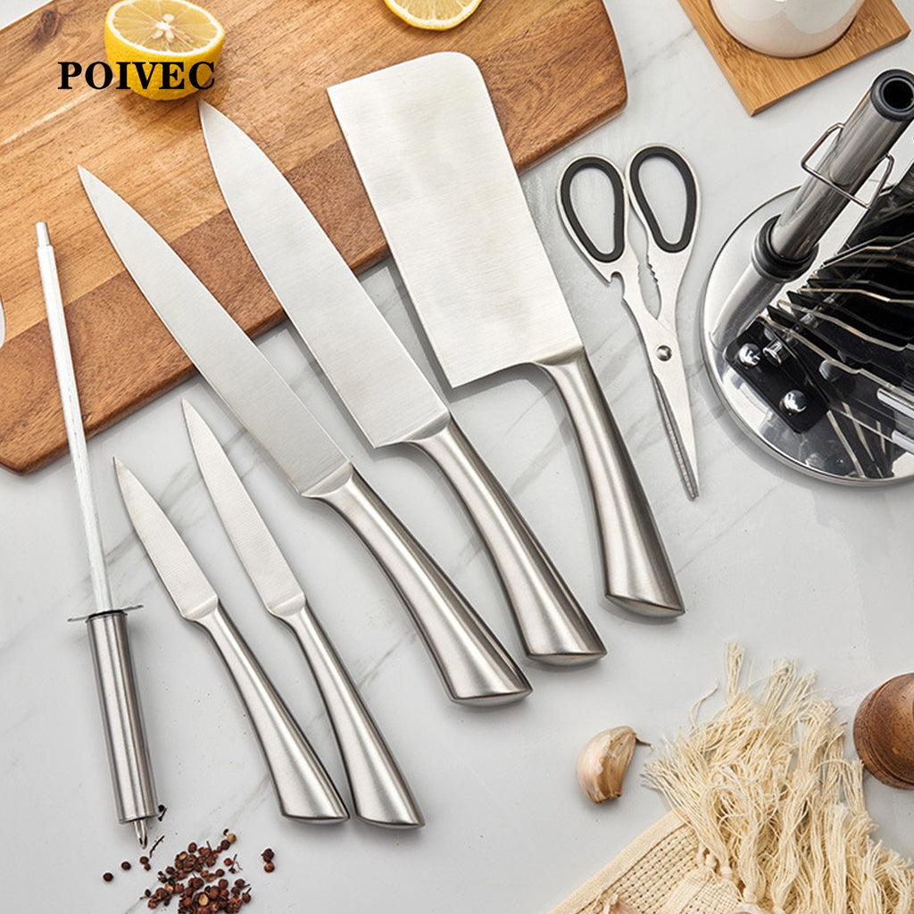 POIVEC 8-Piece Stainless Steel Kitchen Knife Set, Home Chef Knife Set
