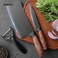 POIVEC 3-Piece Stainless Steel Kitchen Knife Set, Diamond Pattern Chef Knives
