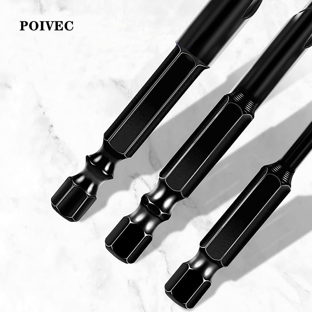 POIVEC Tungsten Carbide Cross Tip Drill Bit Set, Hex Shank Drill Bits for Glass, Ceramic Tile, Marble and Wall Drilling