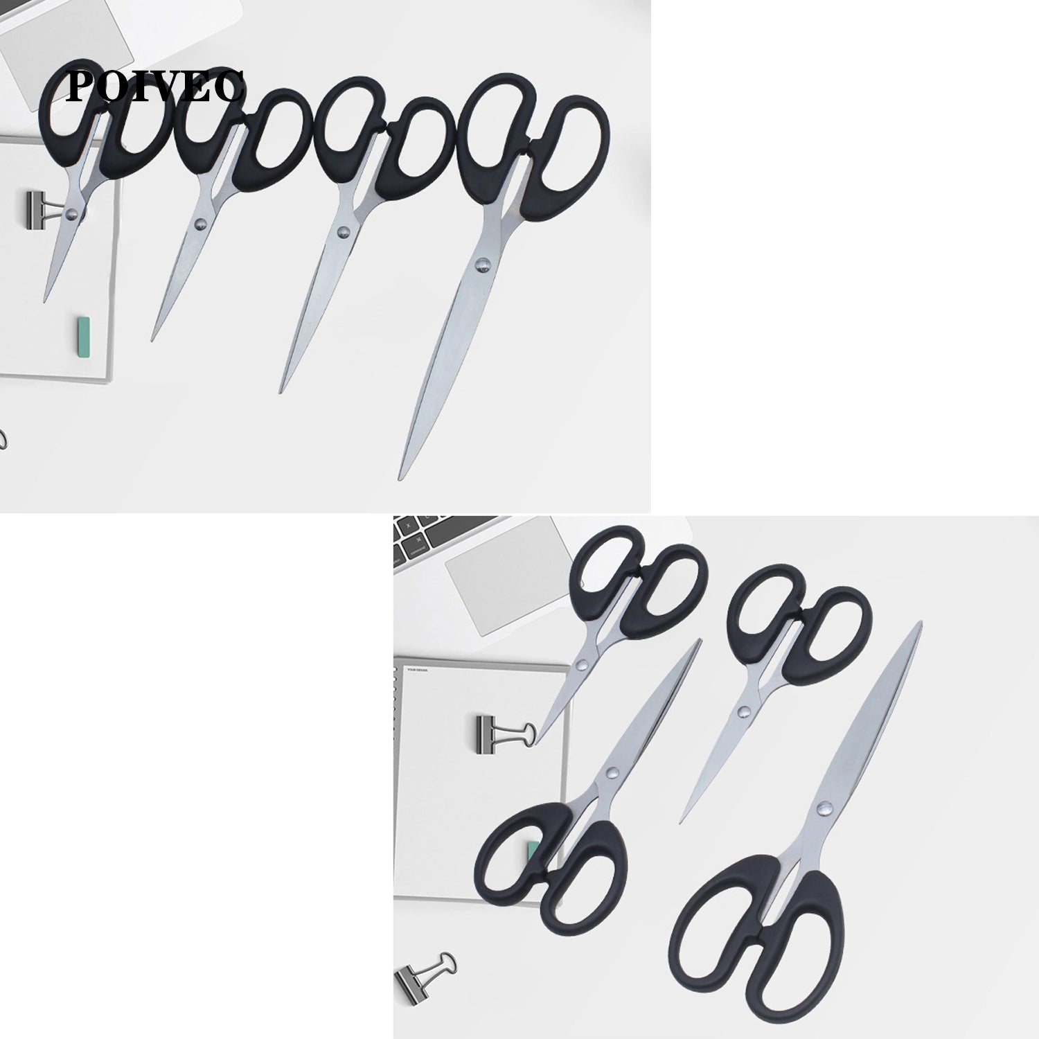 POIVEC Small Multipurpose Scissors, Stainless Steel Office and Household Scissors