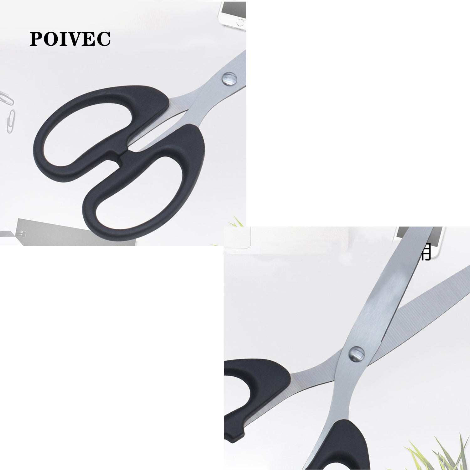 POIVEC Small Multipurpose Scissors, Stainless Steel Office and Household Scissors