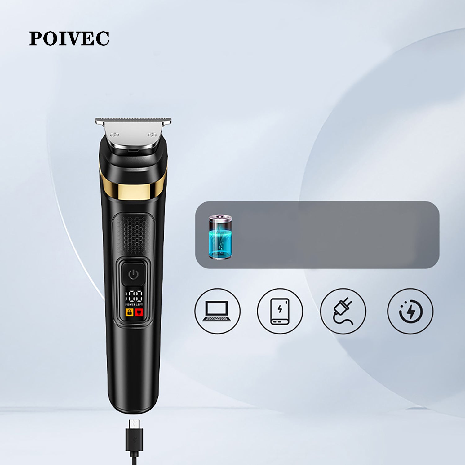 POIVEC 2-in-1 Beard Trimmer and Electric Shaver Kit, Rechargeable Cordless Men’s Grooming Set with Long Battery Life