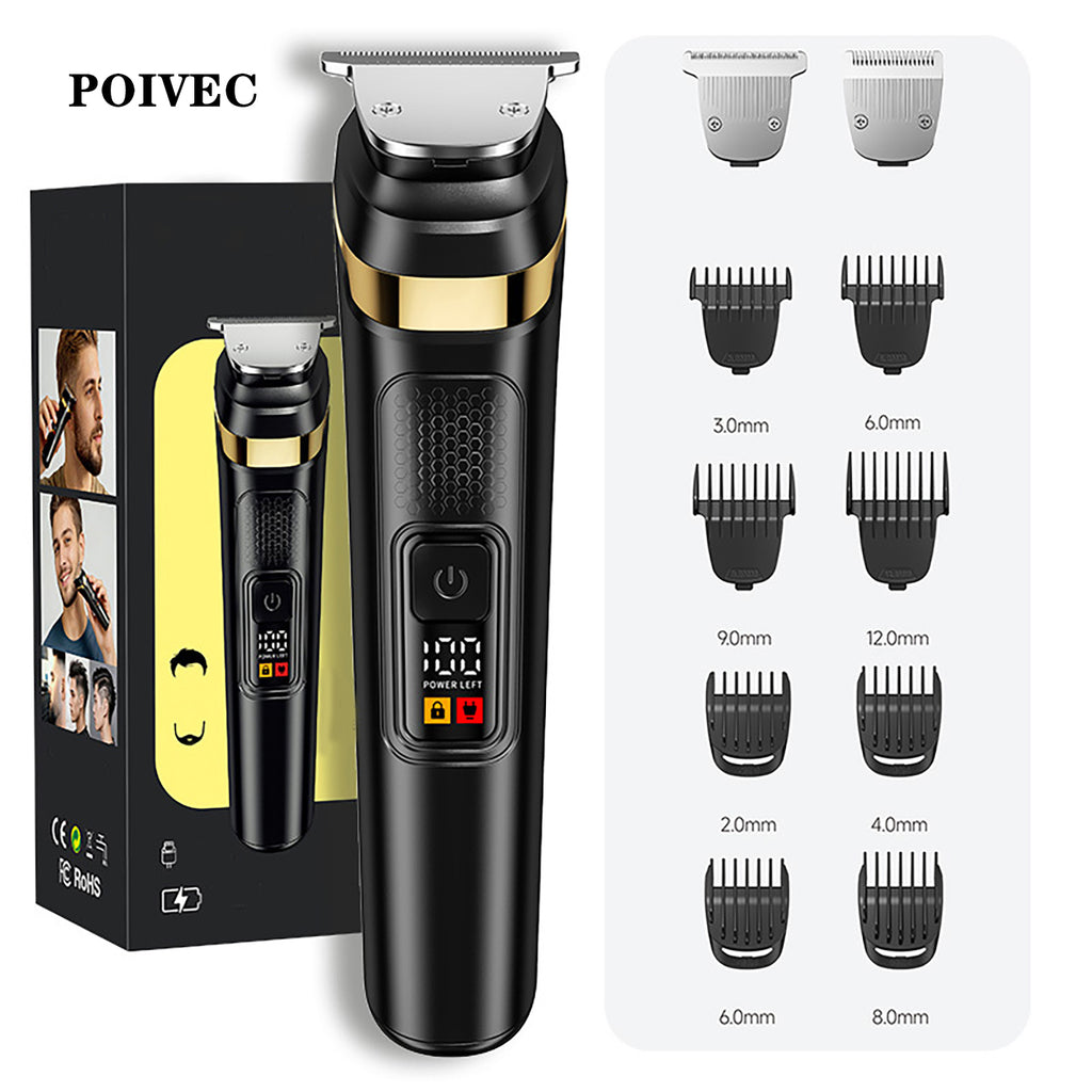 POIVEC 2-in-1 Beard Trimmer and Electric Shaver Kit, Rechargeable Cordless Men’s Grooming Set with Long Battery Life
