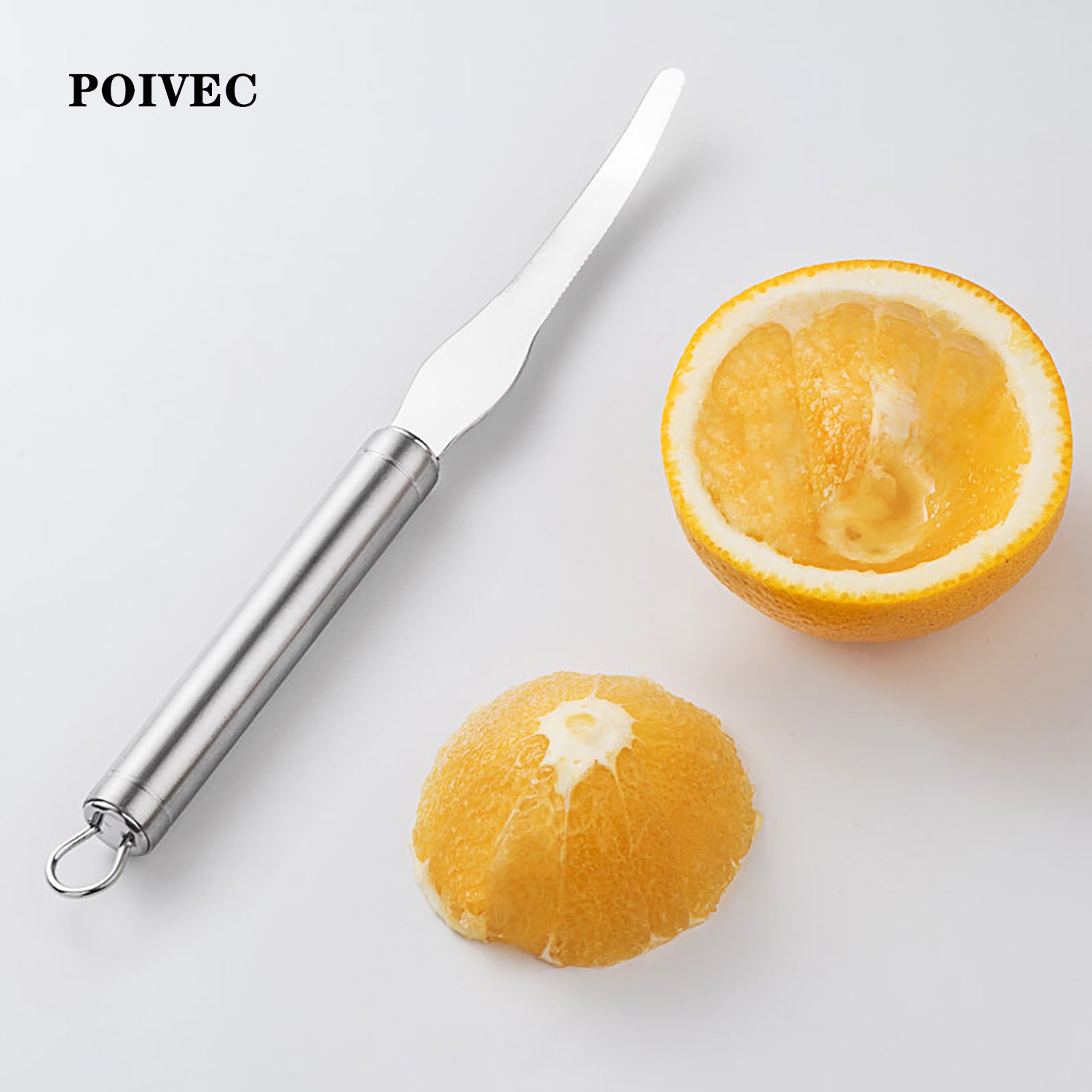 POIVEC Stainless Steel Orange Peeler Tool, Grapefruit Knife and Citrus Sectioning Cutter