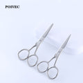 POIVEC Stainless Steel Beard and Mustache Scissors, Round Tip and Pointed Tip Facial Hair Trimming Scissors