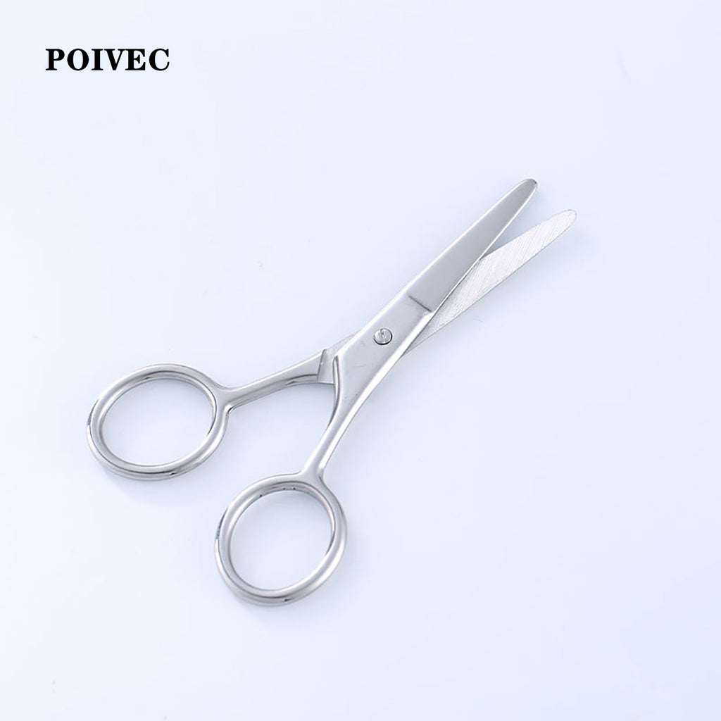 POIVEC Stainless Steel Beard and Mustache Scissors, Round Tip and Pointed Tip Facial Hair Trimming Scissors