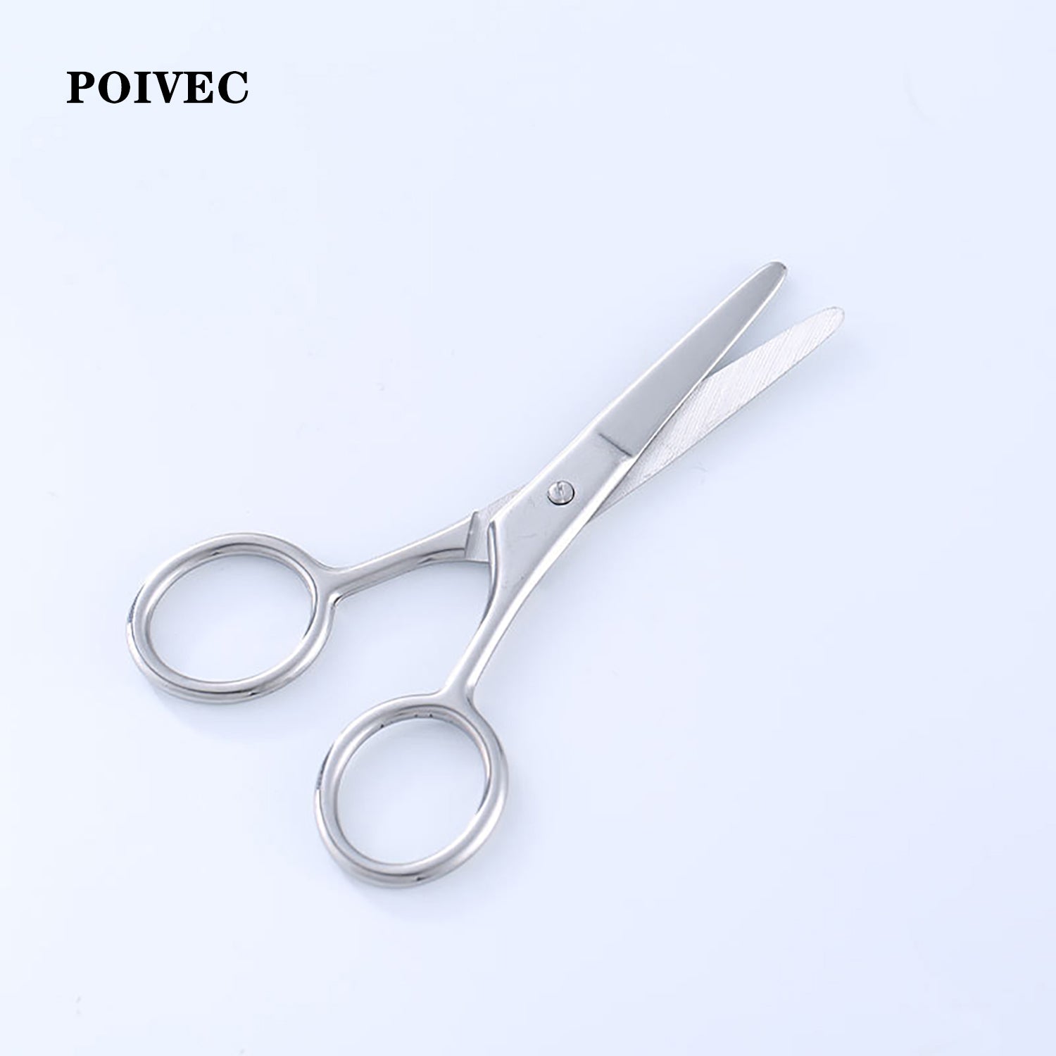 POIVEC Stainless Steel Beard and Mustache Scissors, Round Tip and Pointed Tip Facial Hair Trimming Scissors