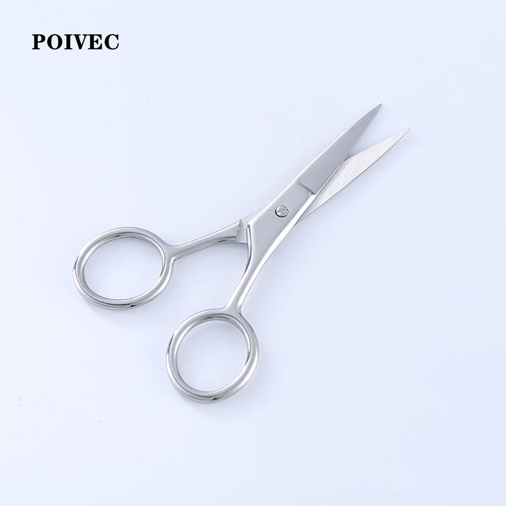POIVEC Stainless Steel Beard and Mustache Scissors, Round Tip and Pointed Tip Facial Hair Trimming Scissors