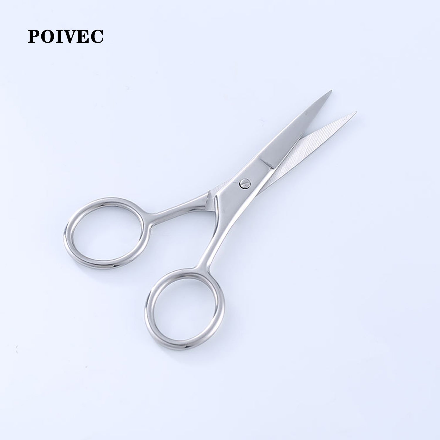 POIVEC Stainless Steel Beard and Mustache Scissors, Round Tip and Pointed Tip Facial Hair Trimming Scissors