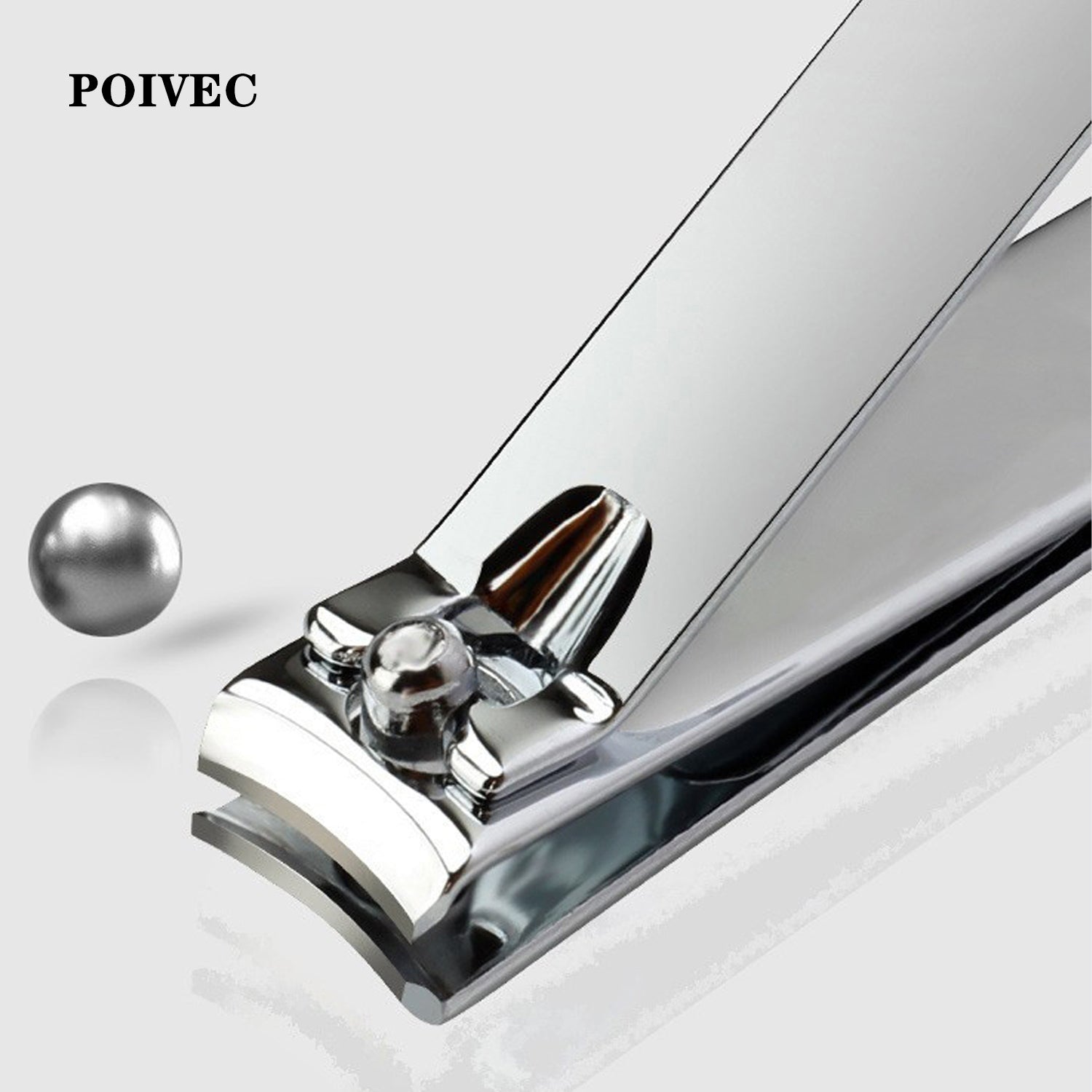 POIVEC Stainless Steel Nail Clipper, Flat Edge and Slanted Edge Nail Cutter, Home Nail Trimming Tool