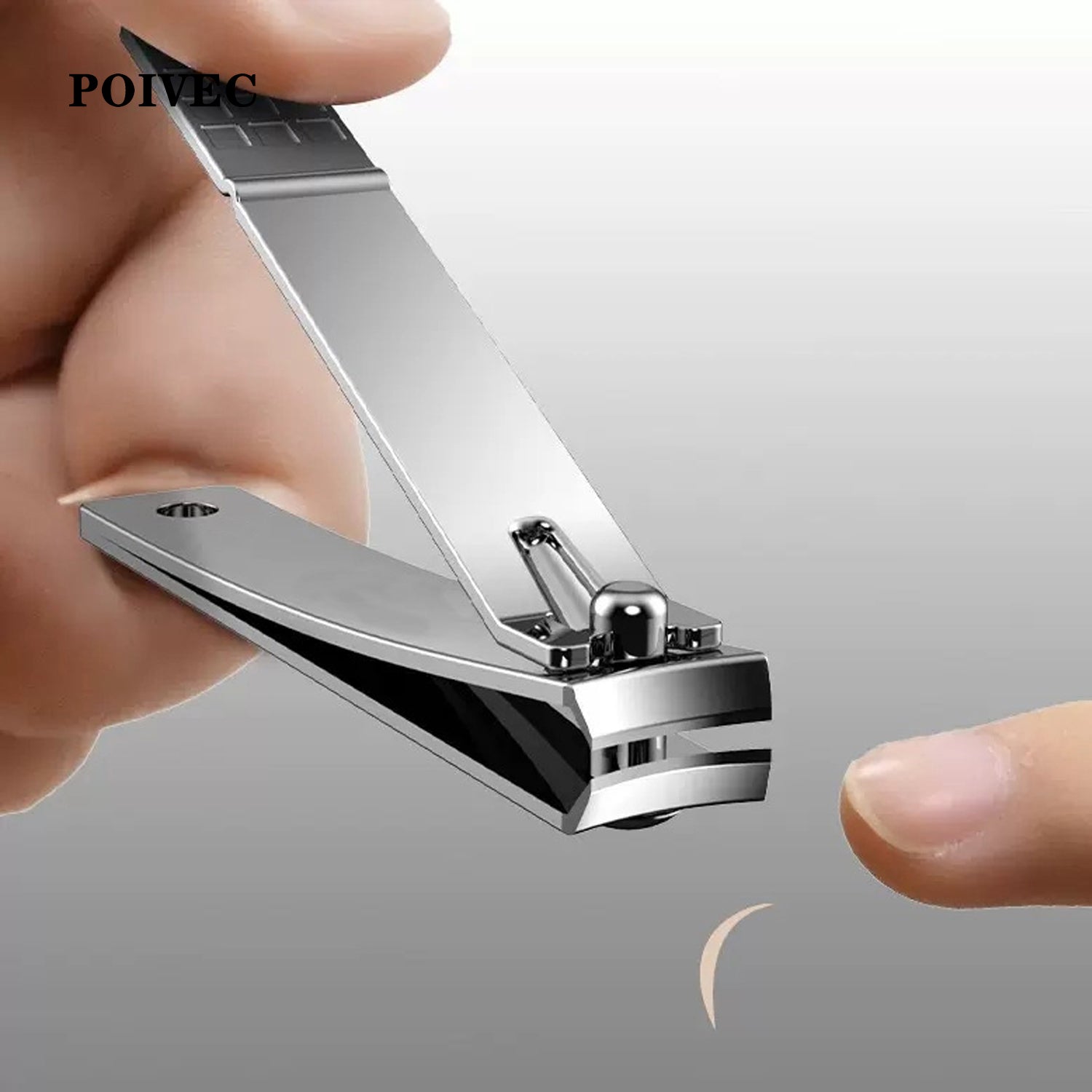 POIVEC Stainless Steel Nail Clipper, Flat Edge and Slanted Edge Nail Cutter, Home Nail Trimming Tool