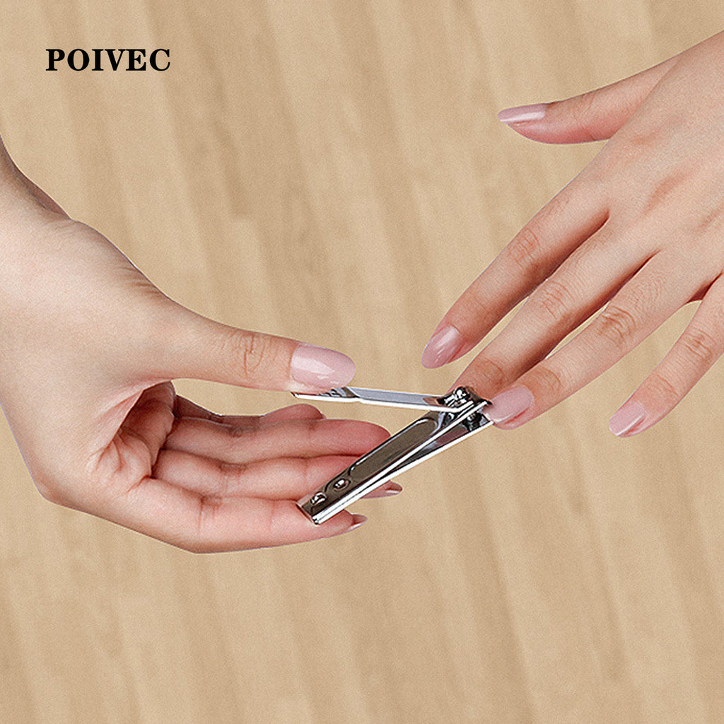 POIVEC Stainless Steel Nail Clipper, Flat Edge and Slanted Edge Nail Cutter, Home Nail Trimming Tool