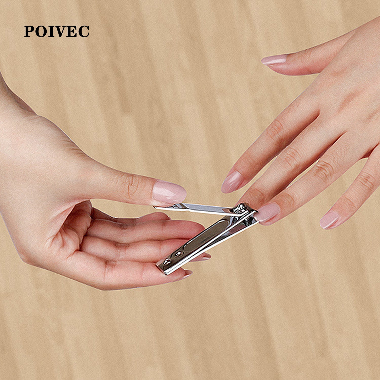 POIVEC Stainless Steel Nail Clipper, Flat Edge and Slanted Edge Nail Cutter, Home Nail Trimming Tool