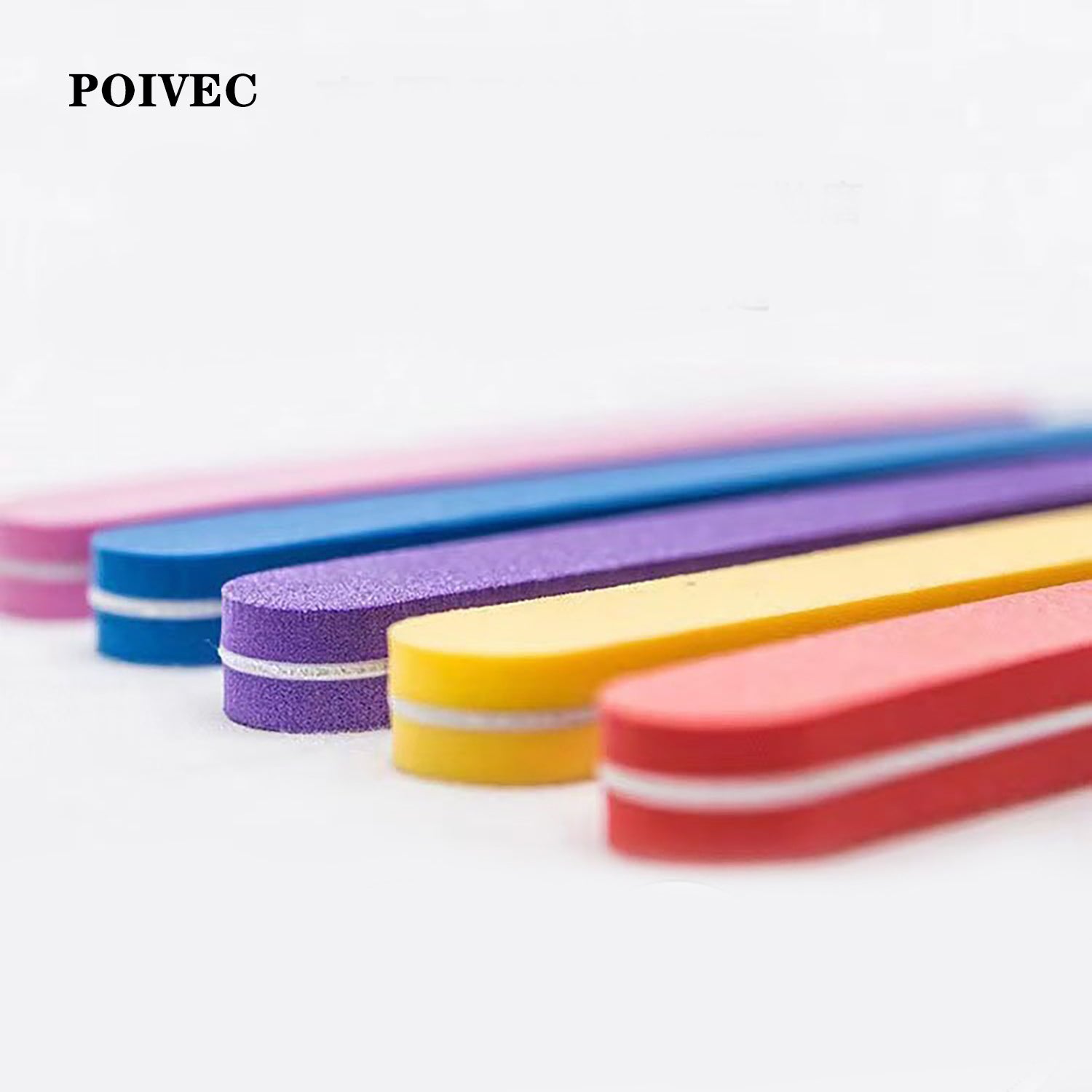 POIVEC Double-Sided Sponge Nail File Buffer, Nail Polishing and Manicure Tool