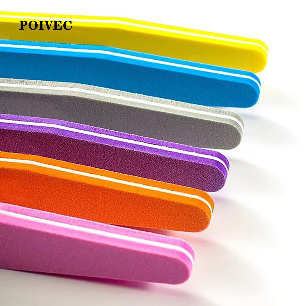 POIVEC Double-Sided Sponge Nail File Buffer, Nail Polishing and Manicure Tool