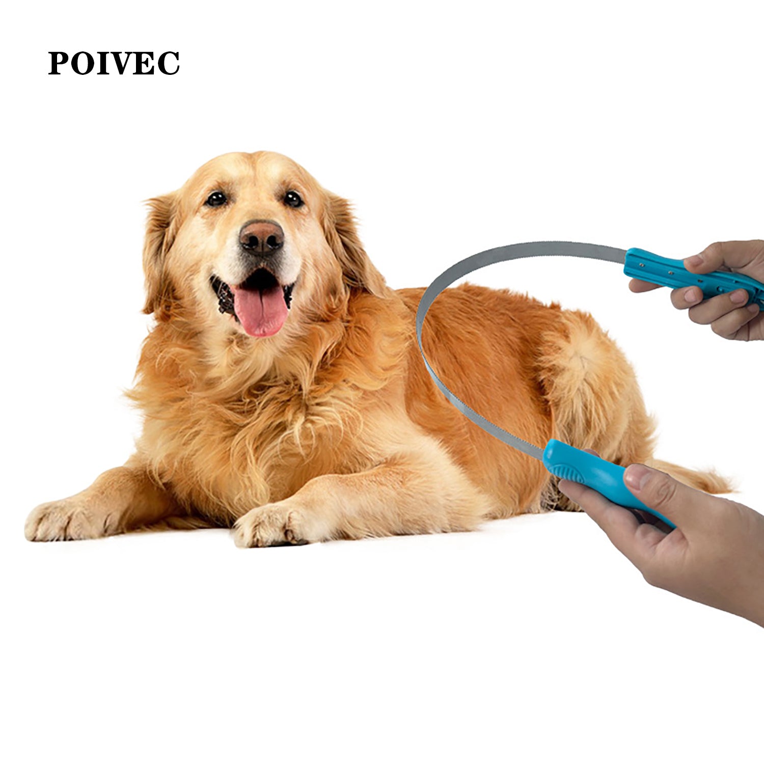 POIVEC Dog and Cat Deshedding Brush, Pet Grooming Hair Remover Comb with Single Loop and Double Loop Design