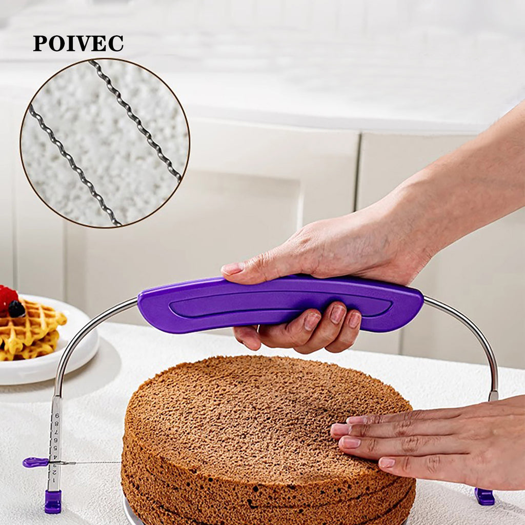 POIVEC Adjustable Wire Cake Leveler, Single-Wire Cake Slicer for Layer Cakes, Bread, Toast and Baking