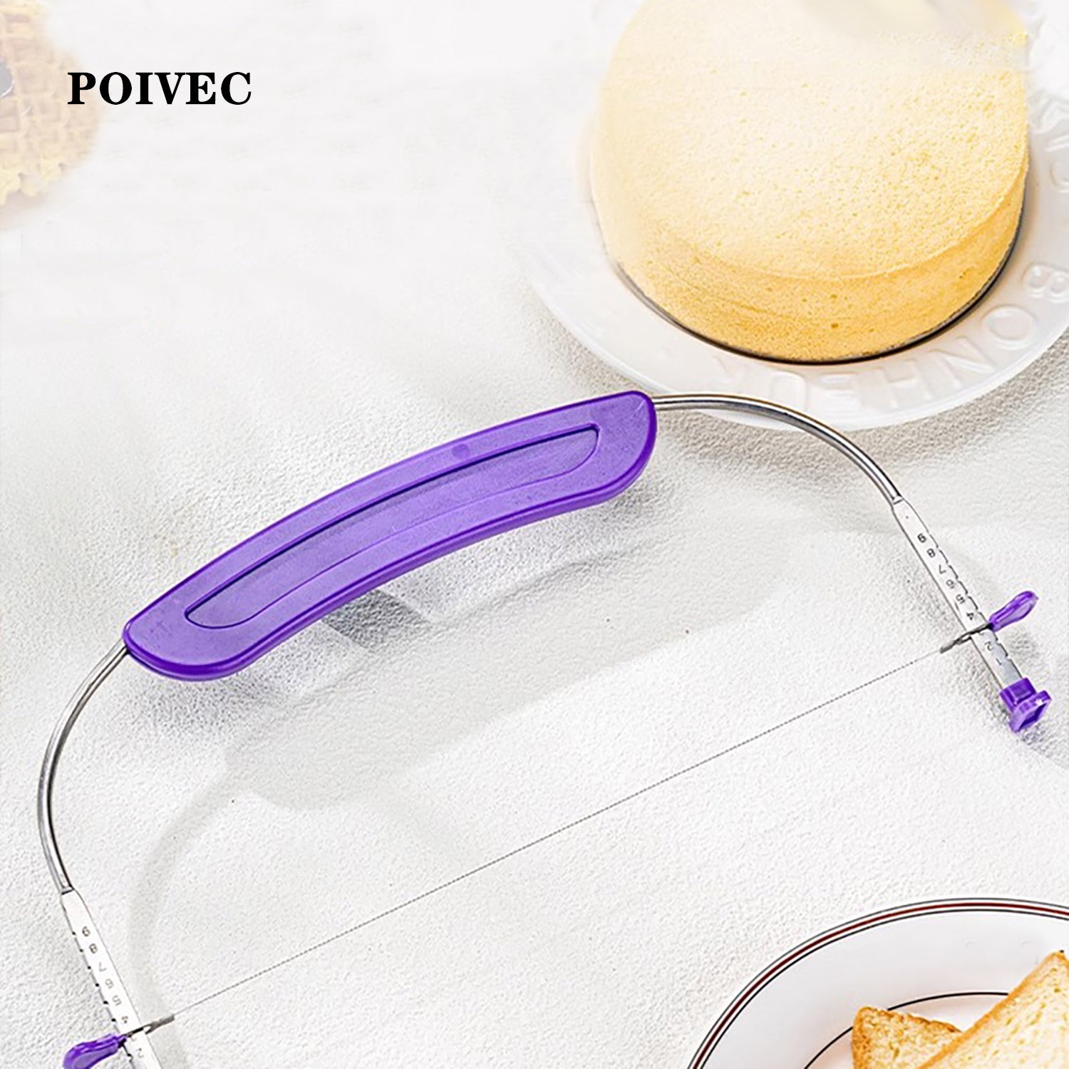 POIVEC Adjustable Wire Cake Leveler, Single-Wire Cake Slicer for Layer Cakes, Bread, Toast and Baking